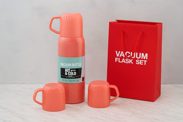 Vacuum Flask Bottle Set with 2 Mugs