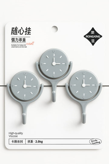 Rongxing Clock-Style Wall Hooks (Set of 3)